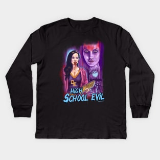 High School Evil art by BwanaDevilArt Kids Long Sleeve T-Shirt